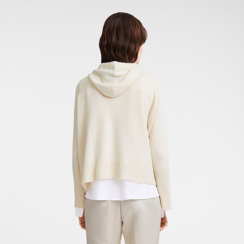 Longchamp | Hoodie jumper Ecru - Knit | Ecru