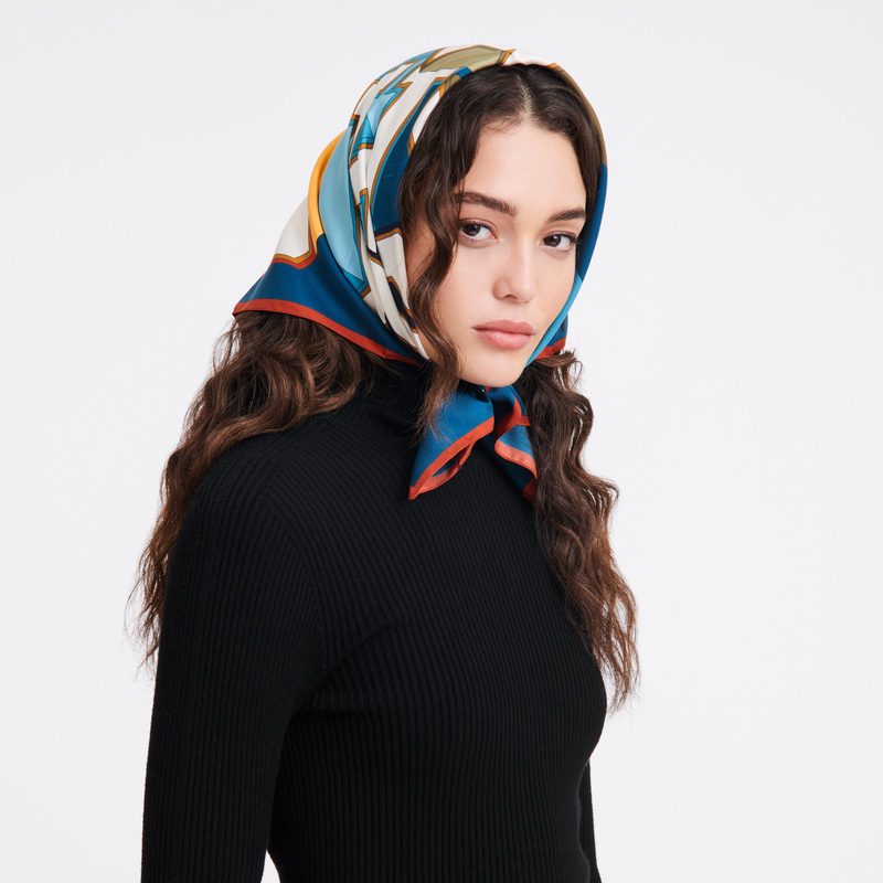Longchamp | University Silk scarf 70 Peacock - Silk | Peacock