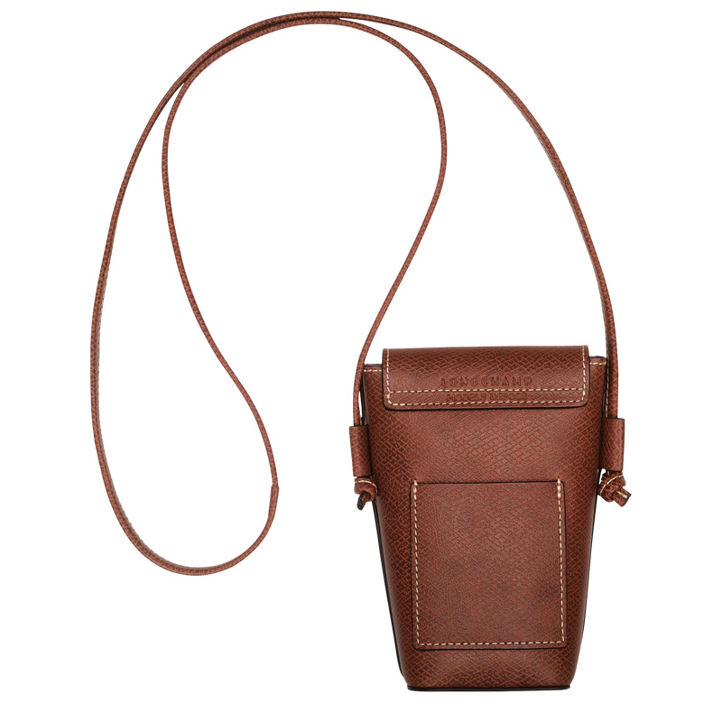Longchamp | Épure Phone case with leather lace Brown - Leather | Brown