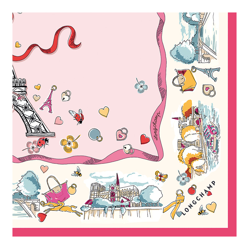Longchamp | Equestrian Tower Silk scarf 50 Marshmallow - OTHER | Marshmallow