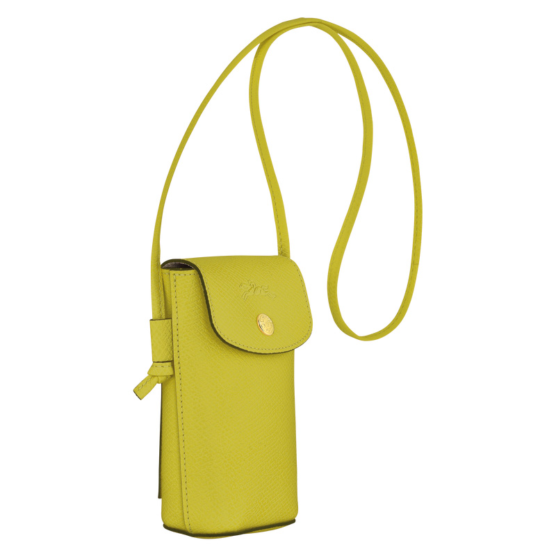 Longchamp | Épure Phone case with leather lace Kiwi Green - Leather | Kiwi Green
