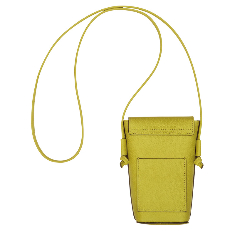 Longchamp | Épure Phone case with leather lace Kiwi Green - Leather | Kiwi Green