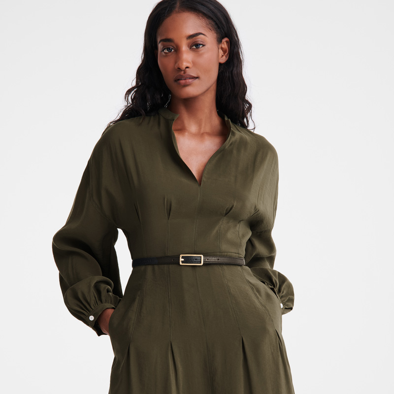 Longchamp | Long dress Khaki - Fluid crepe | Khaki