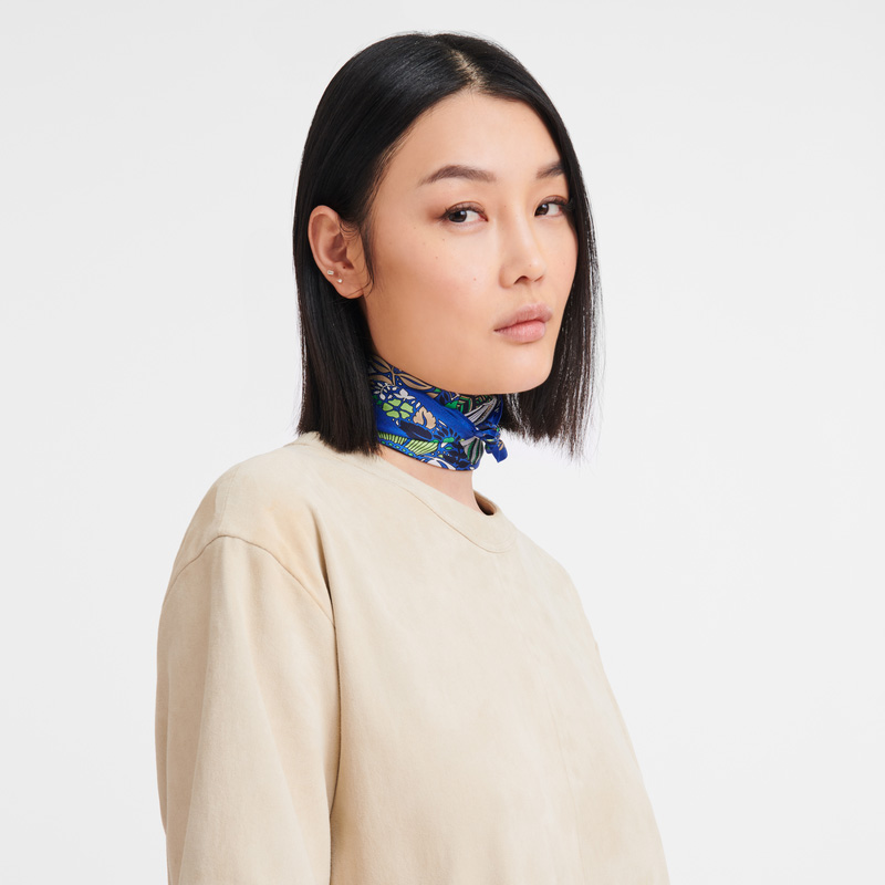 Longchamp | Forêt Silk scarf 50 Bright Blue - Silk | Bright Blue