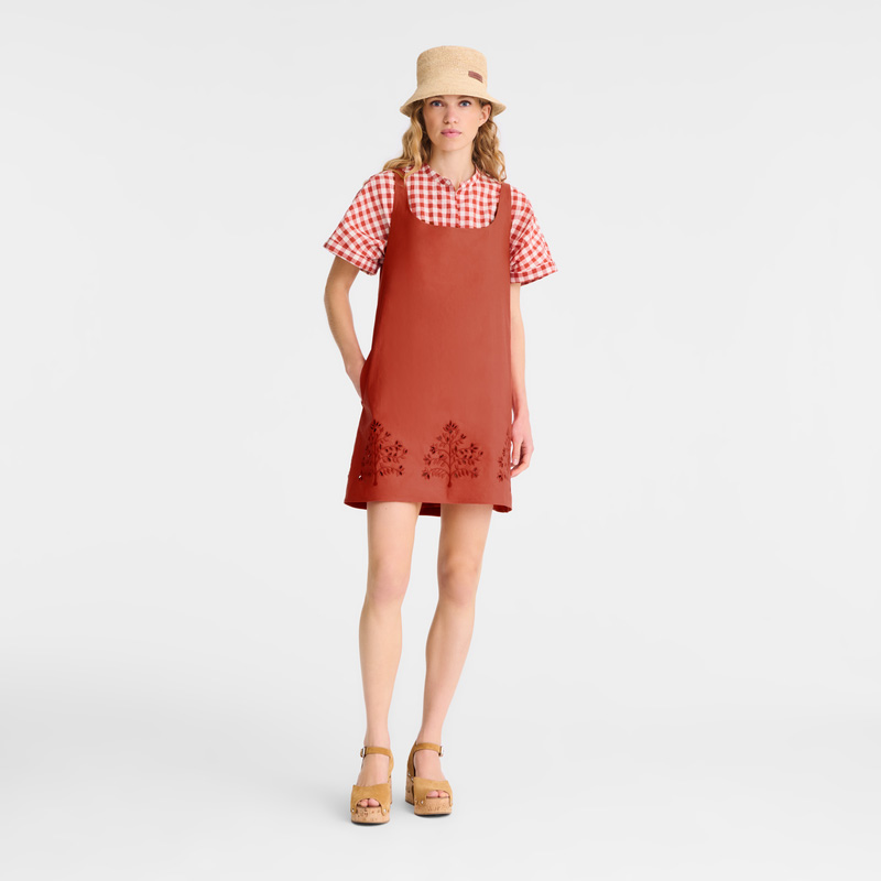 Longchamp | Dress Tomato - Embroidered canvas | Tomato