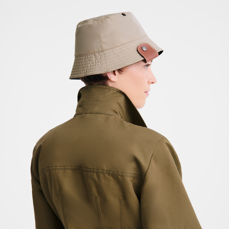 Longchamp | Reversible bucket hat Black/Paper - Technical taffeta | Black/Mahogany