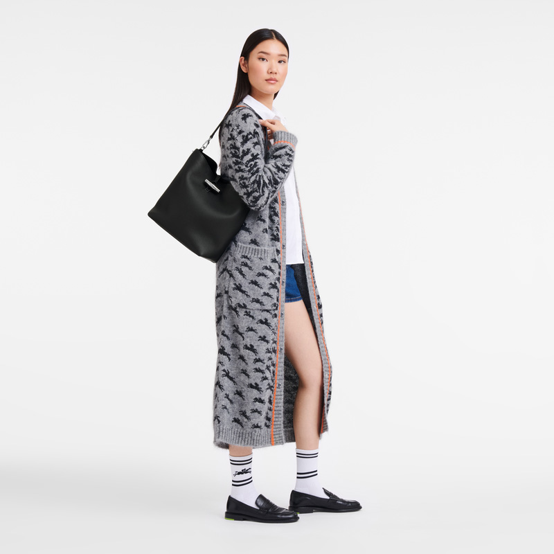 Longchamp | Le Roseau M Shoulder bag Black - Leather | Black