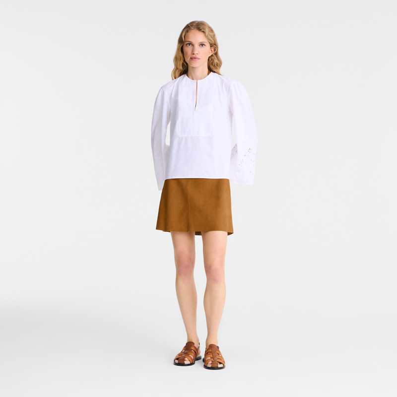 Longchamp | Blouse White - Poplin embroidered | White