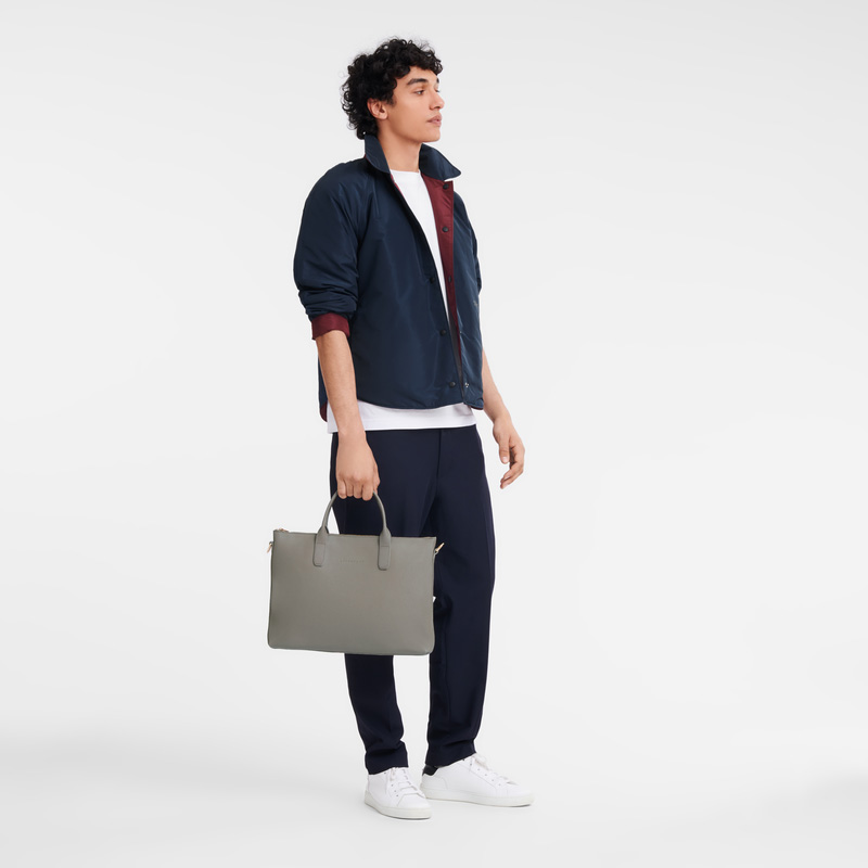 Longchamp | Le Foulonné S Briefcase Turtledove - Leather | Turtledove
