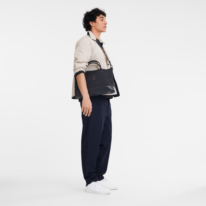 Longchamp | Boxford S Briefcase Black - Recycled canvas | Black