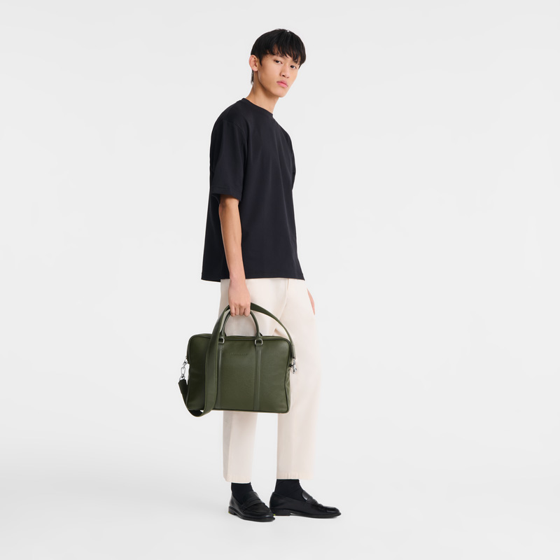Longchamp | Le Foulonné XS Briefcase Khaki - Leather | Khaki