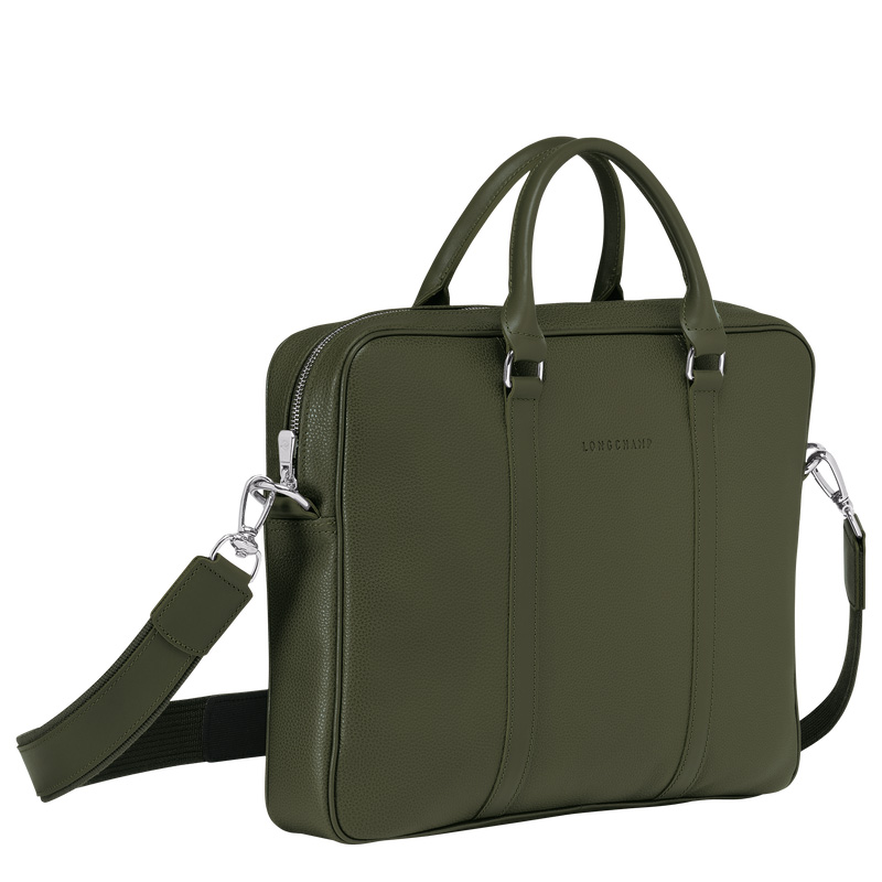 Longchamp | Le Foulonné XS Briefcase Khaki - Leather | Khaki