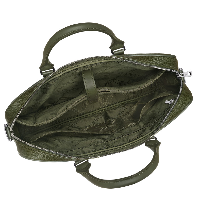 Longchamp | Le Foulonné XS Briefcase Khaki - Leather | Khaki