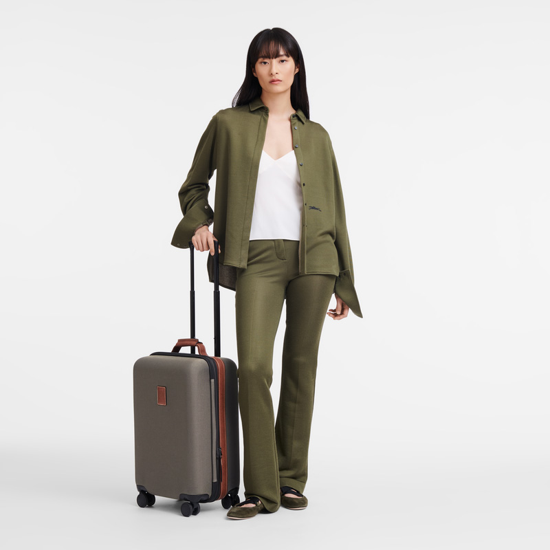 Longchamp | Boxford S Suitcase Brown - Recycled canvas | Brown