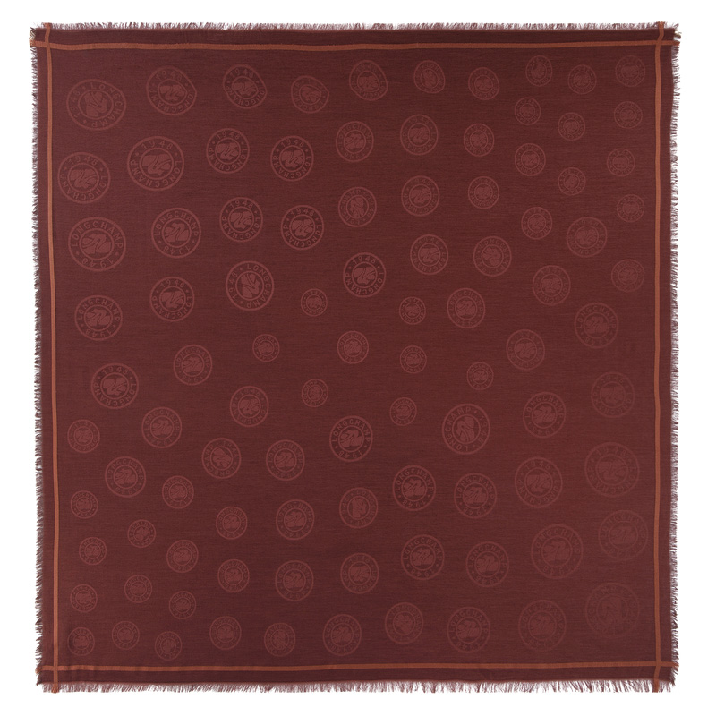 Longchamp | La Médaille Shawl Burgundy - Cotton blend | Burgundy