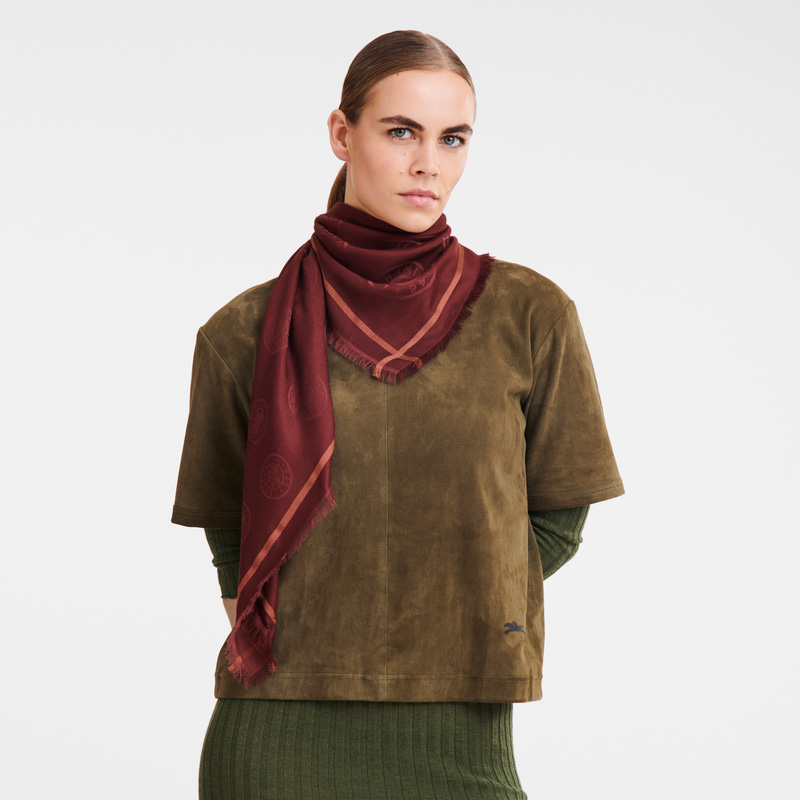 Longchamp | La Médaille Shawl Burgundy - Cotton blend | Burgundy