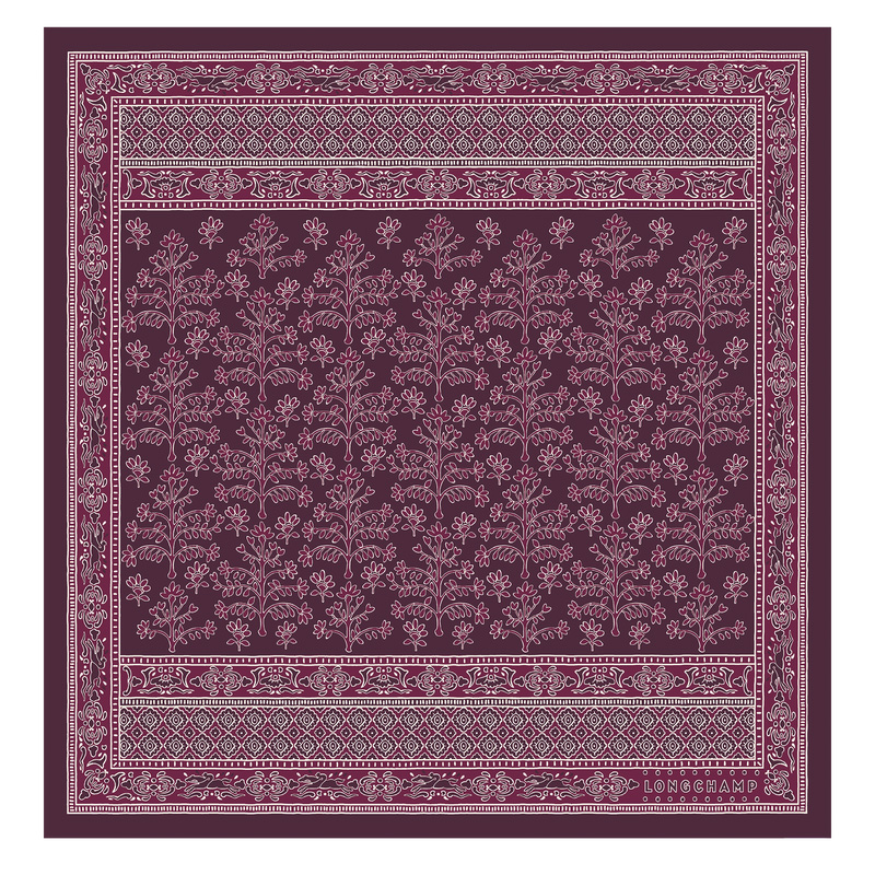 Longchamp | Tree of Life Silk scarf 50 Eggplant - OTHER | Eggplant