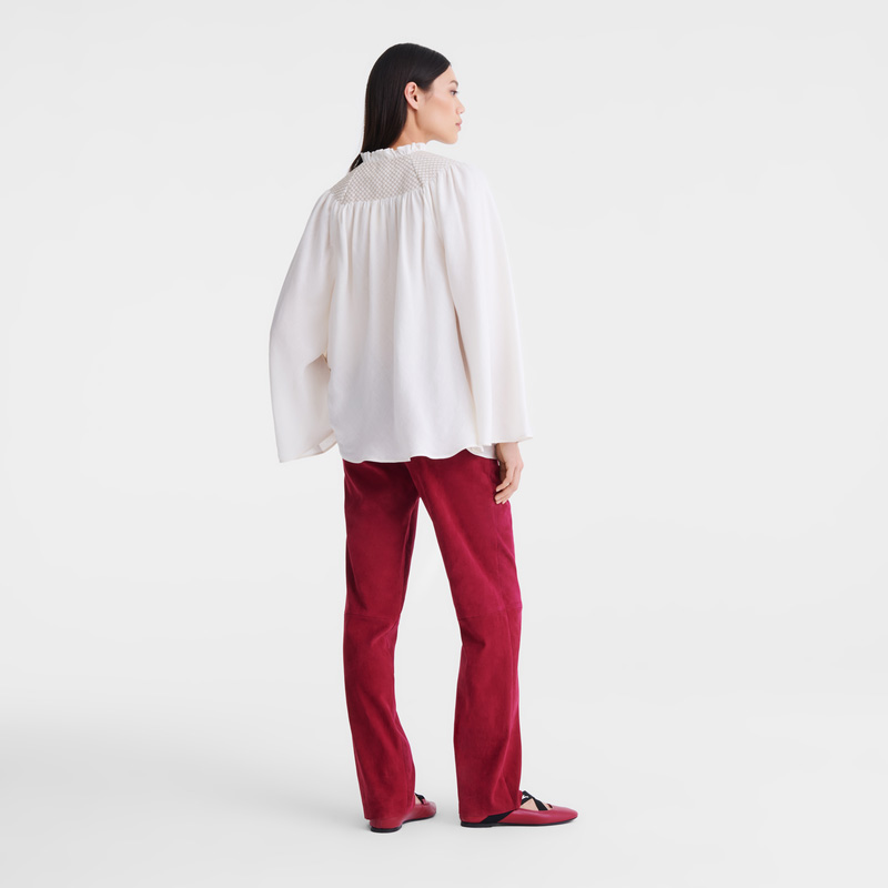 Longchamp | Blouse Ecru - Smocked veil | Ecru