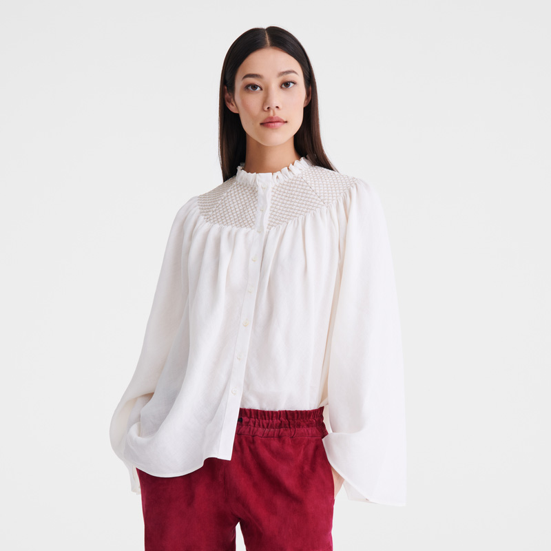 Longchamp | Blouse Ecru - Smocked veil | Ecru