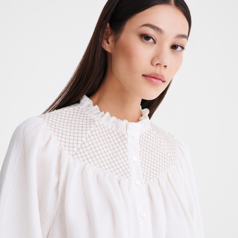Longchamp | Blouse Ecru - Smocked veil | Ecru