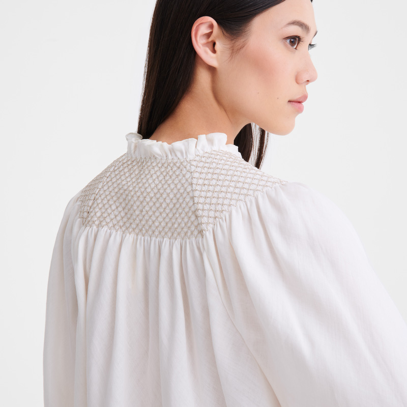Longchamp | Blouse Ecru - Smocked veil | Ecru