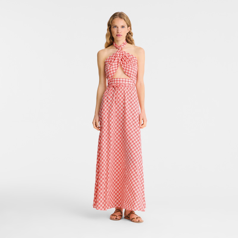 Longchamp | Long dress Blush - Vichy jacquard | Blush