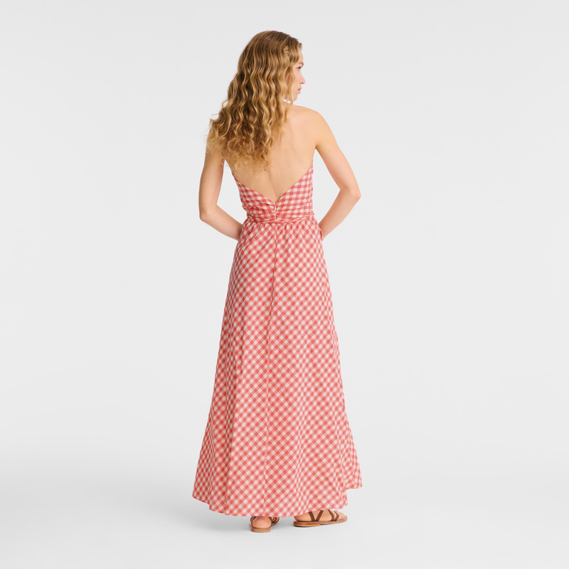 Longchamp | Long dress Blush - Vichy jacquard | Blush