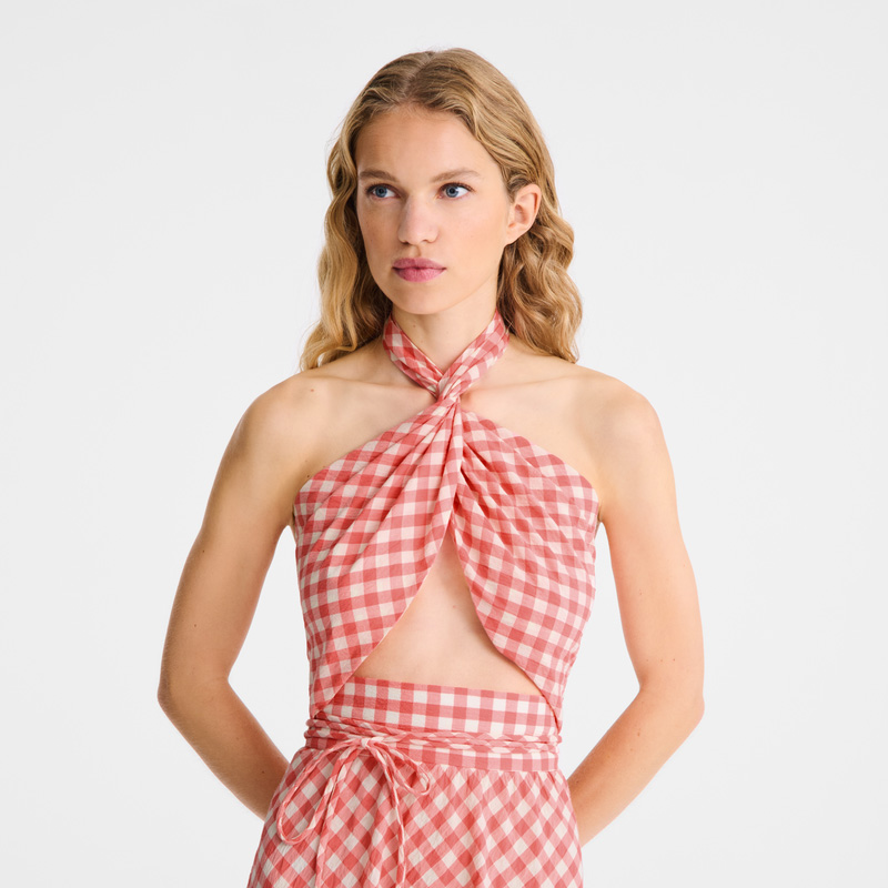 Longchamp | Long dress Blush - Vichy jacquard | Blush