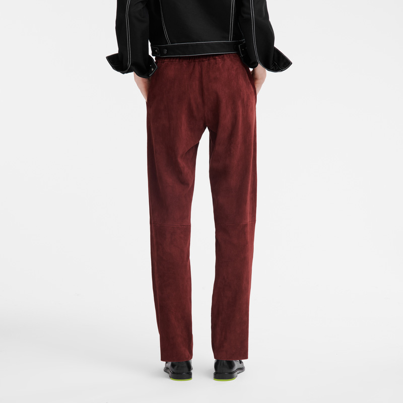 Longchamp | Leather straight pants Burgundy - Leather | Burgundy