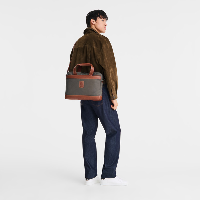 Longchamp | Boxford S Briefcase Brown - Recycled canvas | Brown