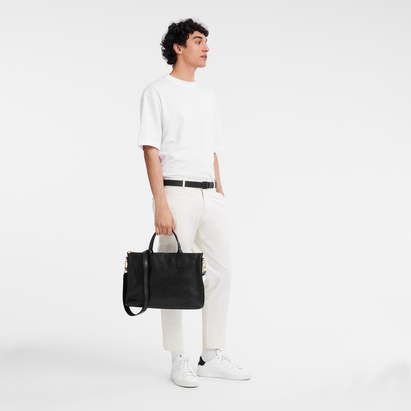 Longchamp | Le Foulonné S Briefcase Black - Leather | Black