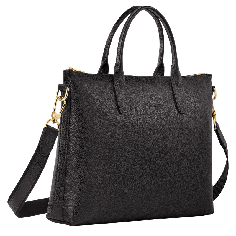 Longchamp | Le Foulonné S Briefcase Black - Leather | Black