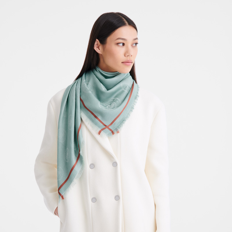 Longchamp | La Médaille Shawl Vervain - Cotton blend | Vervain