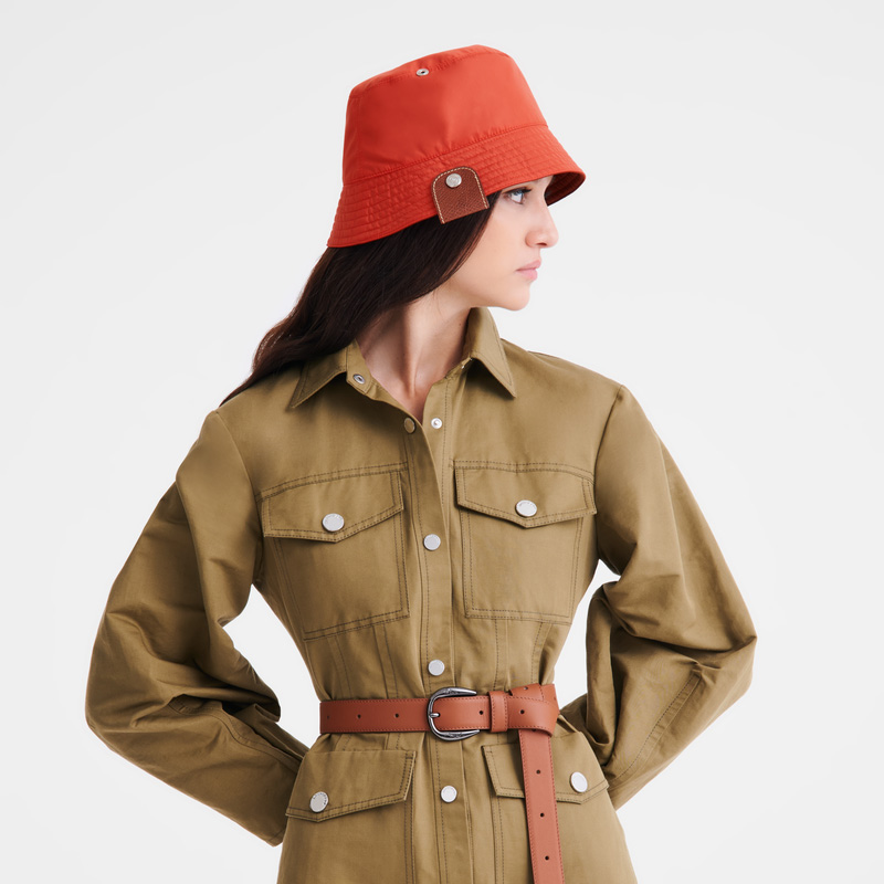 Longchamp | Reversible bucket hat Chestnut/Tomato - Technical taffeta | Chestnut/Tomato