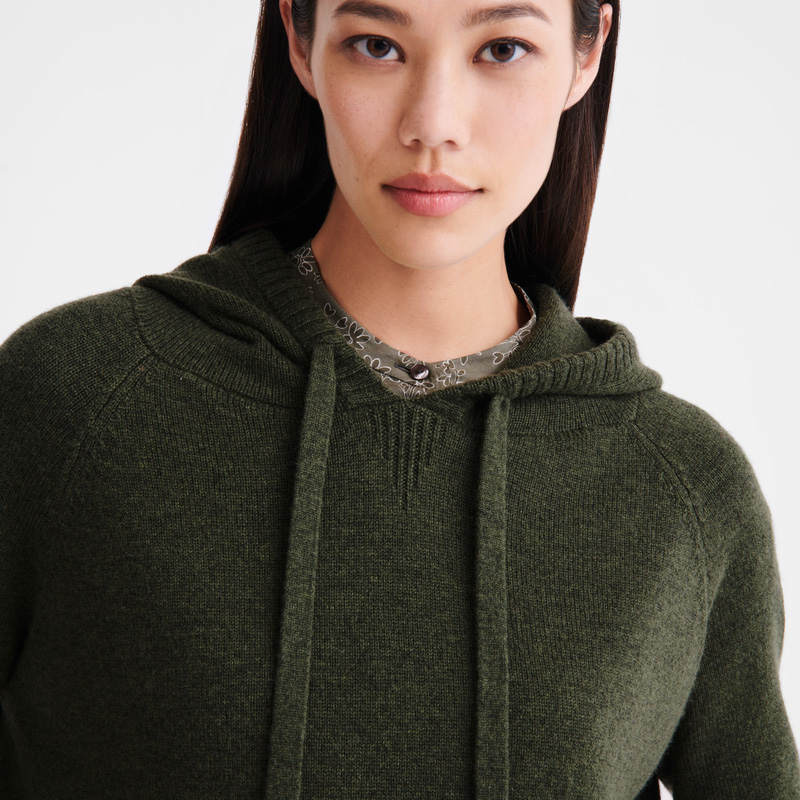 Longchamp | Hoodie jumper Khaki - Knit | Khaki