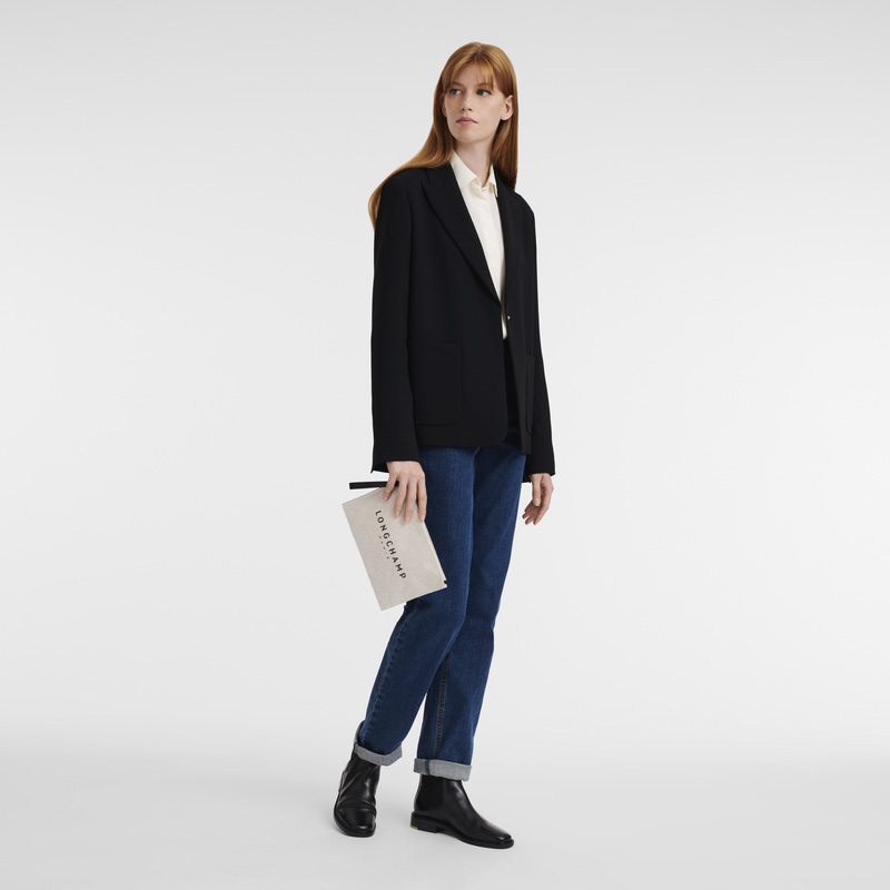 Longchamp | Essential Pouch Ecru - Canvas | Ecru