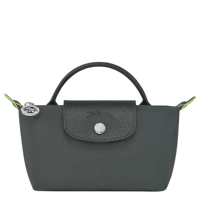 Longchamp | Le Pliage Green Pouch with handle Graphite - Recycled canvas | Graphite