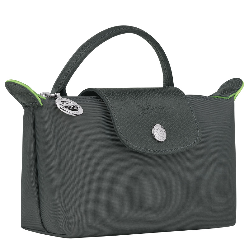 Longchamp | Le Pliage Green Pouch with handle Graphite - Recycled canvas | Graphite