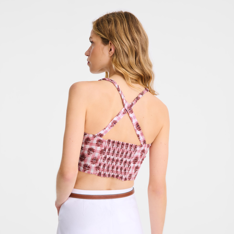 Longchamp | Top Blush - Vichy print veil | Blush
