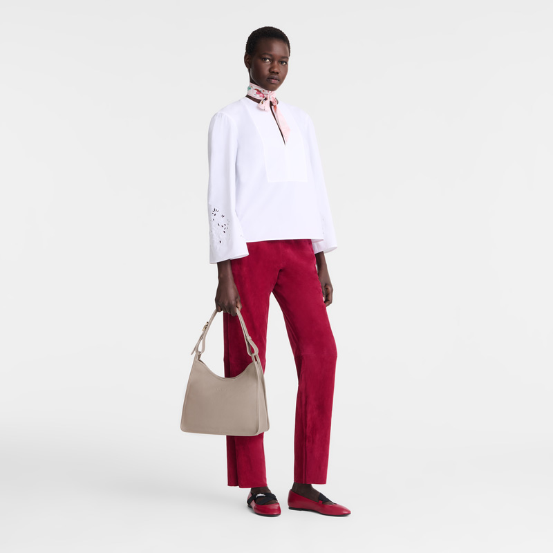 Longchamp | Le Foulonné M Hobo bag Turtledove - Leather | Turtledove