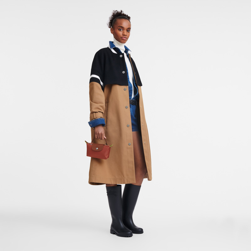 Longchamp | Le Pliage Green Pouch with handle Chestnut - Recycled canvas | Chestnut