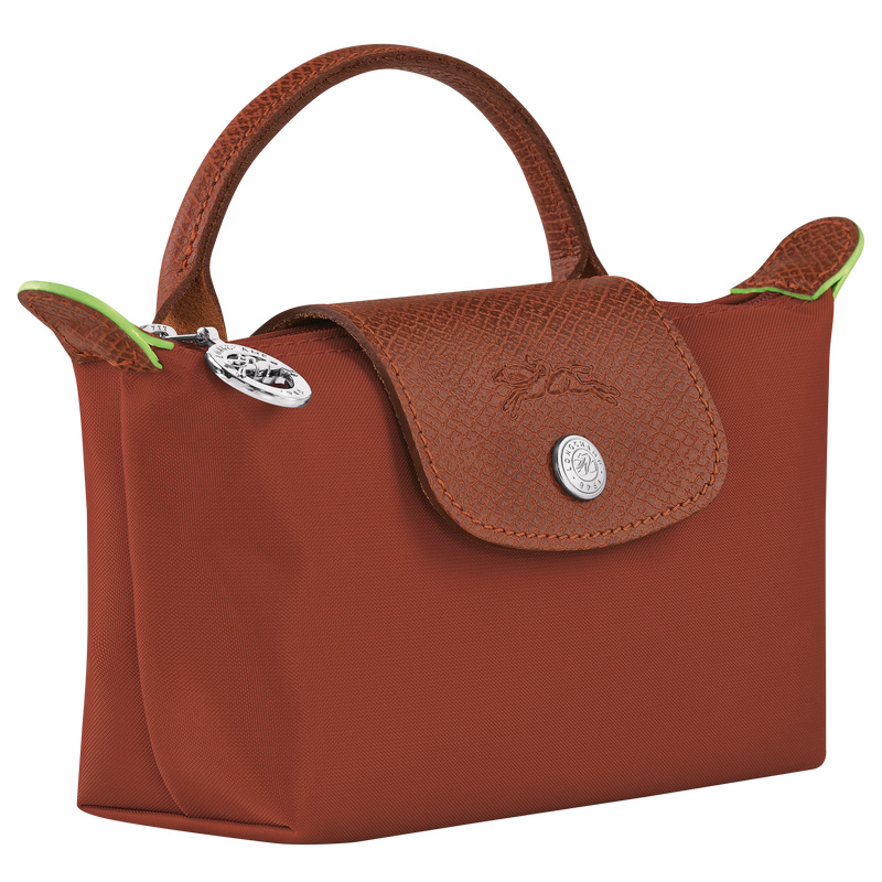 Longchamp | Le Pliage Green Pouch with handle Chestnut - Recycled canvas | Chestnut