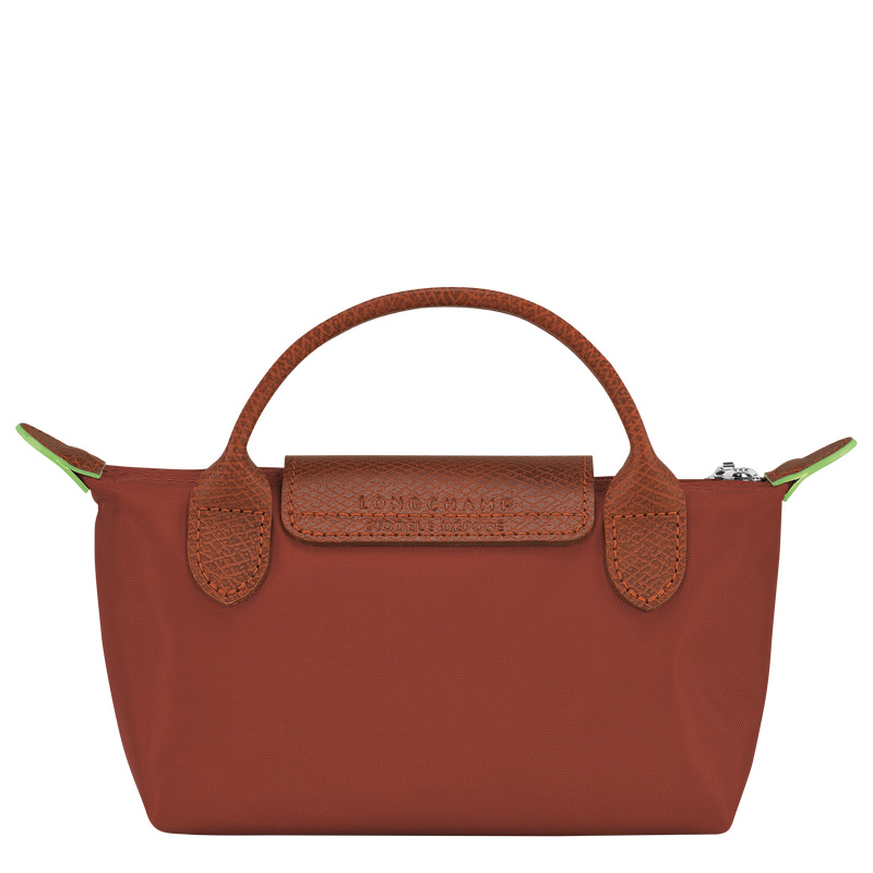 Longchamp | Le Pliage Green Pouch with handle Chestnut - Recycled canvas | Chestnut