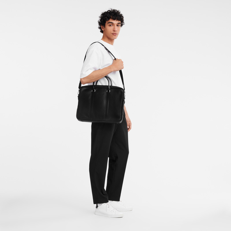 Longchamp | Le Foulonné S Briefcase Black - Leather | Black