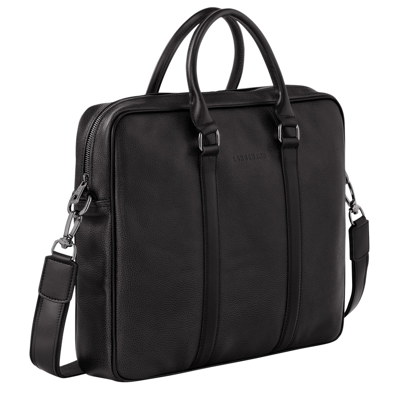 Longchamp | Le Foulonné S Briefcase Black - Leather | Black