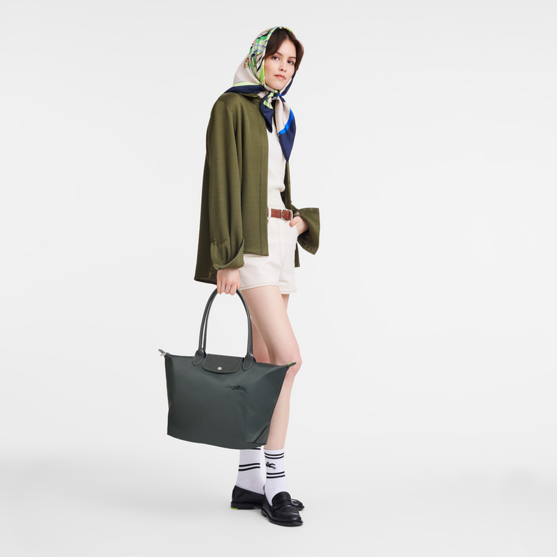 Longchamp | Le Pliage Green L Tote bag Graphite - Recycled canvas | Graphite