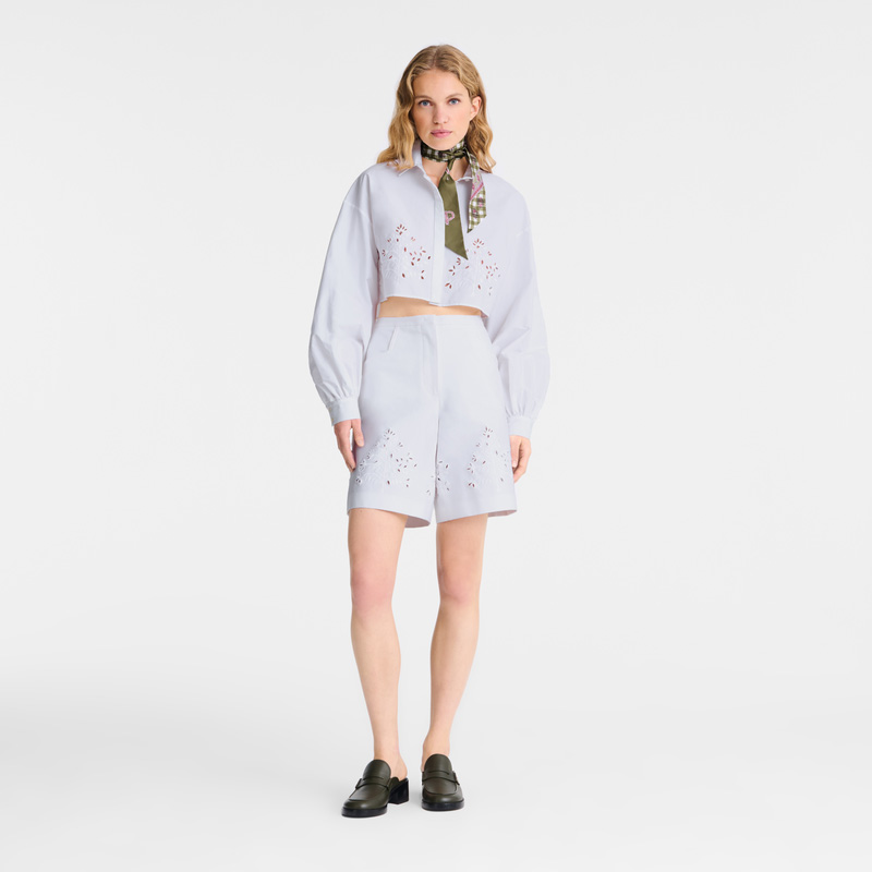 Longchamp | Shirt White - Poplin embroidered | White