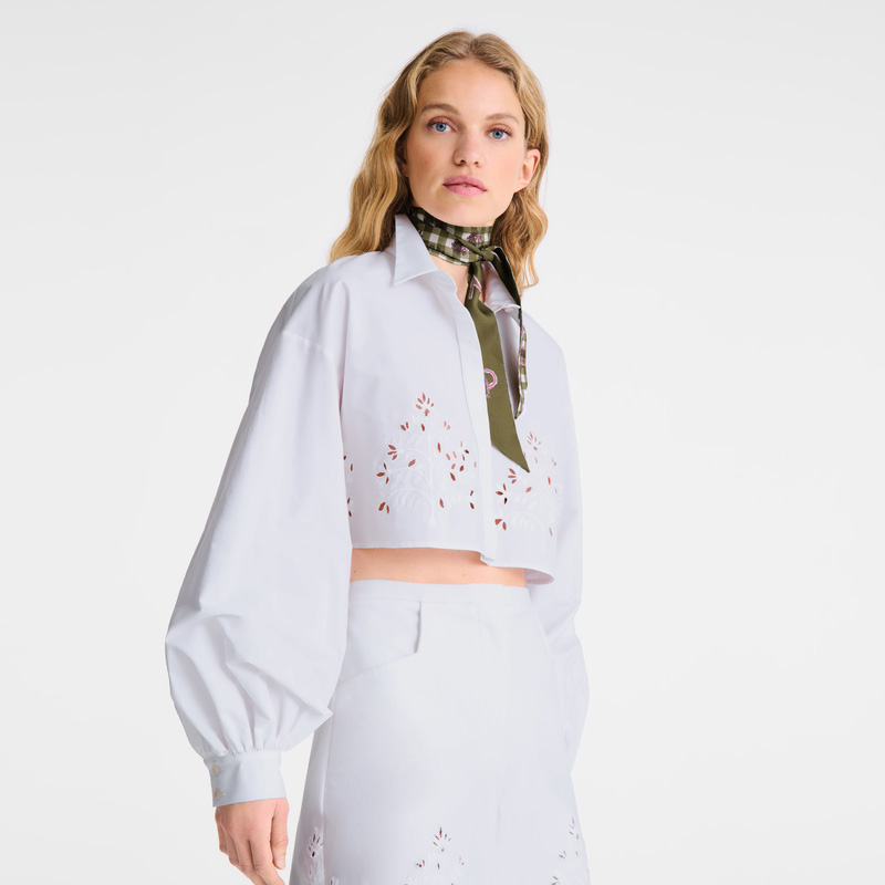 Longchamp | Shirt White - Poplin embroidered | White
