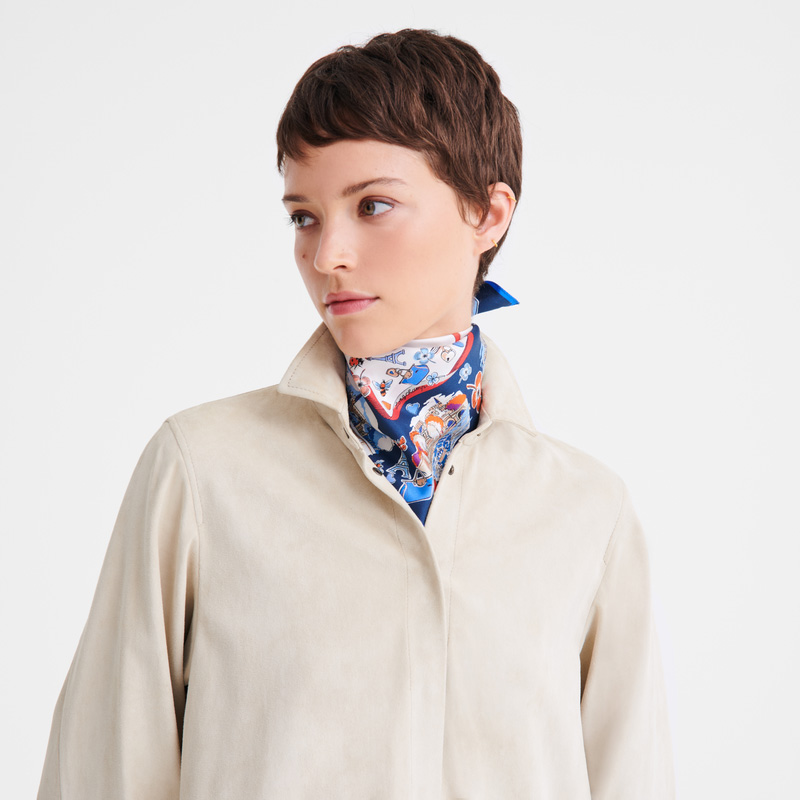 Longchamp | Equestrian Tower Silk scarf 50 Ecru - OTHER | Ecru