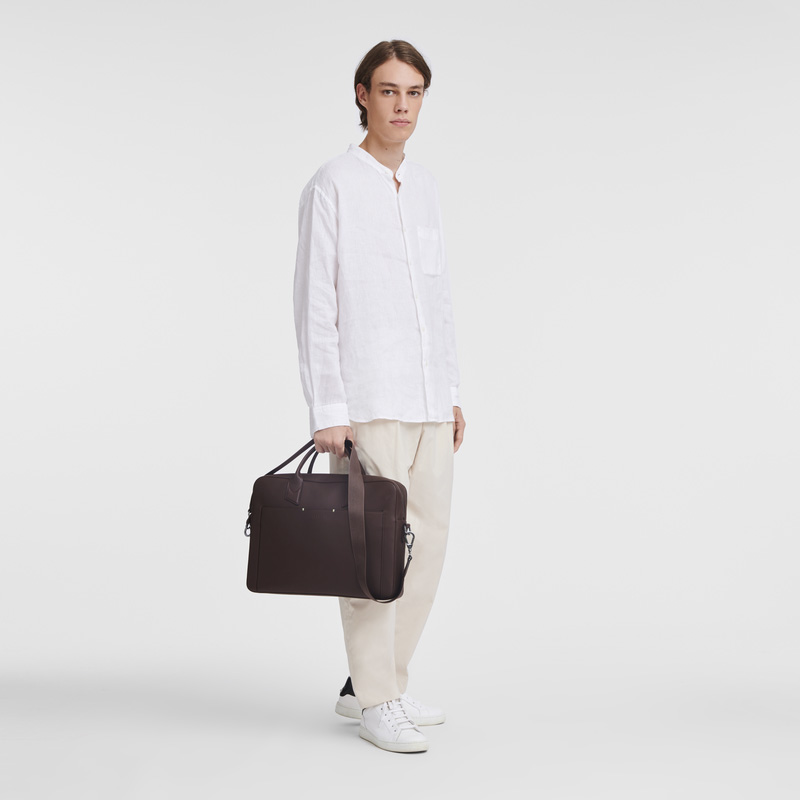 Longchamp | sur Seine M Briefcase Mocha - Leather | Mocha